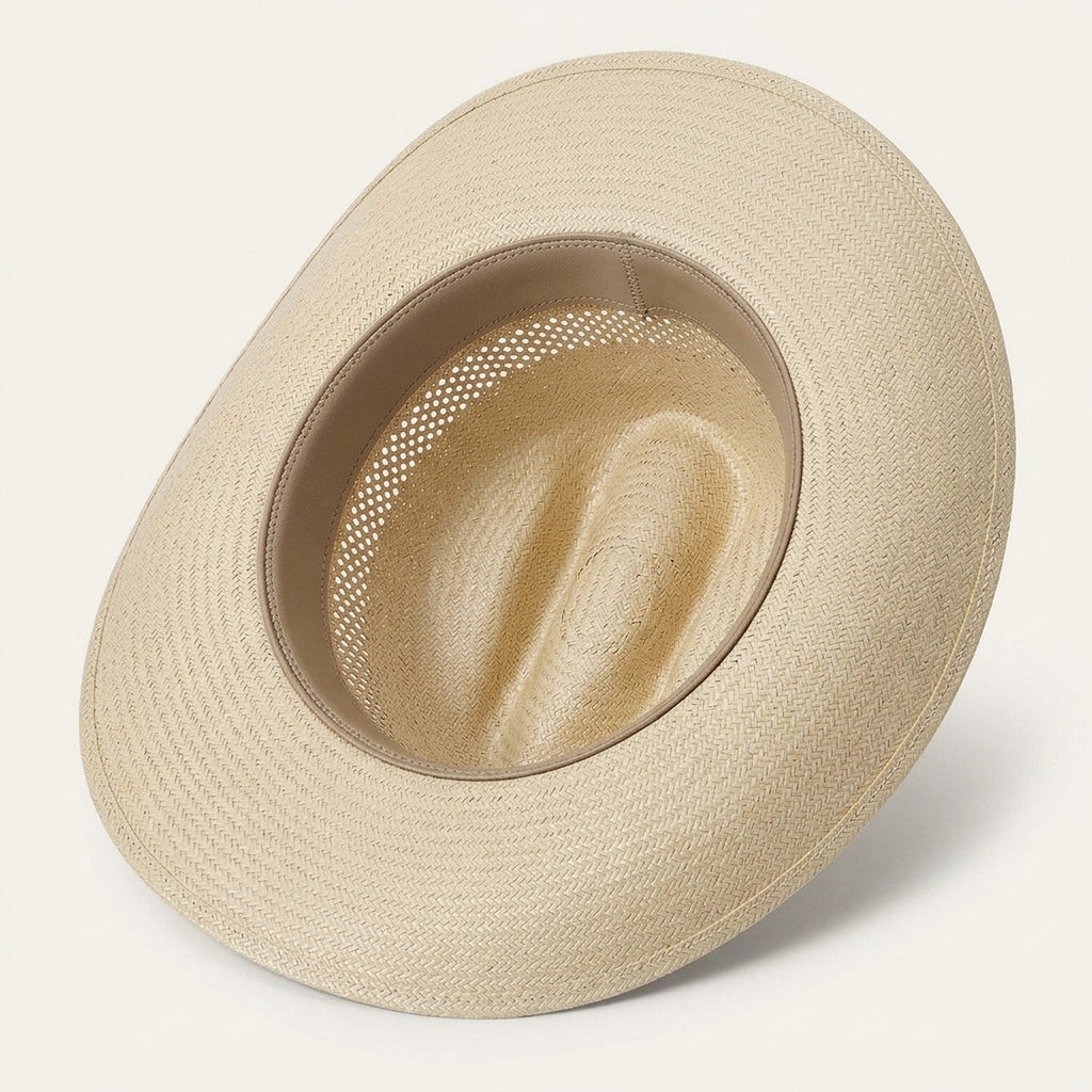 Natural Straw Cowboy Hat with Perforated Crown